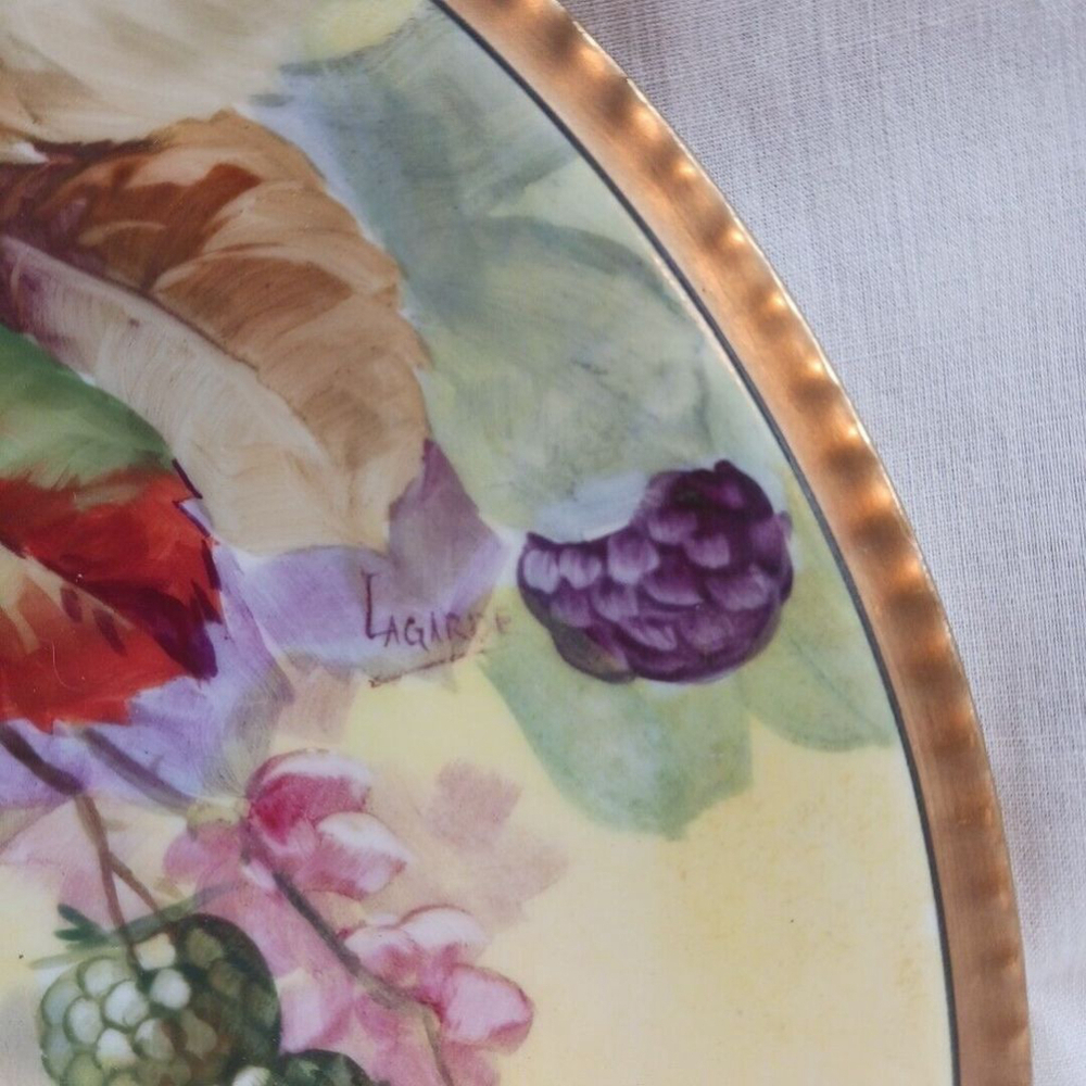 Limoges Lagarde Hand Painted Blackberries Porcelain Plate 9 Inch - Picture 3 of 8